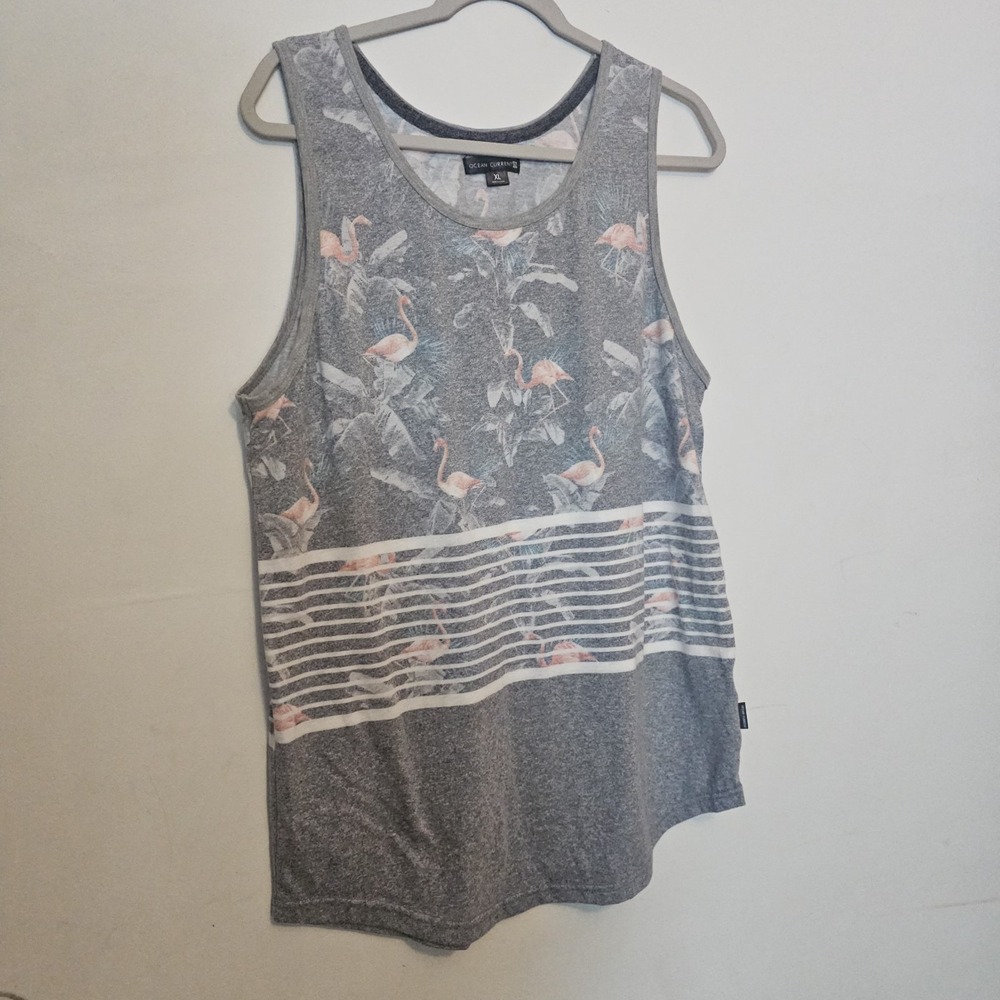 Ocean Current XL Flamingo Tropical Tank Top Gray Sleeveless Beach Summer Shirt
